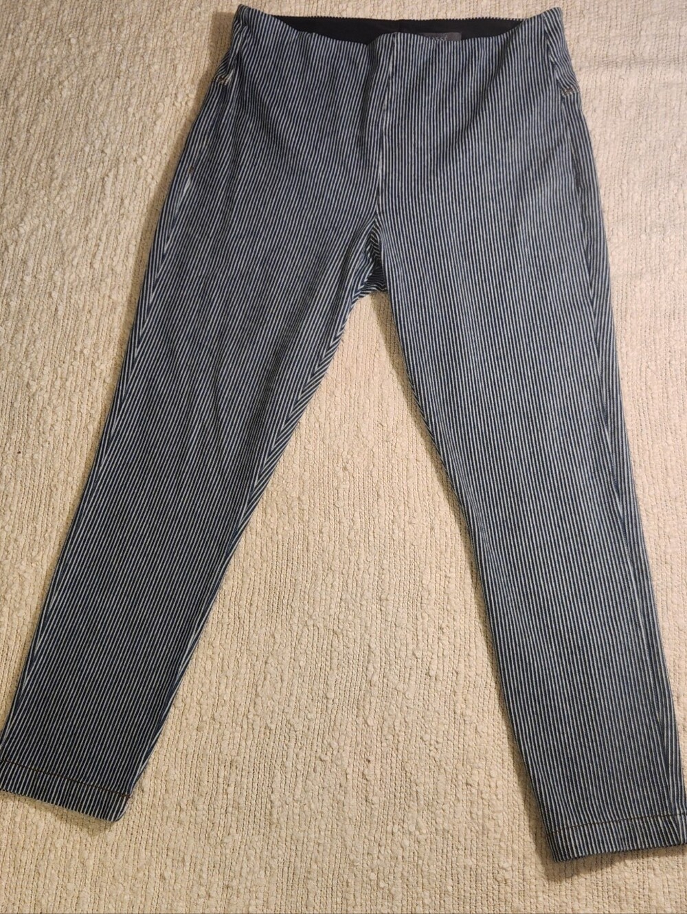 Lysee New York High Waisted Pinstriped Ankle Pull-on Pants - Size L